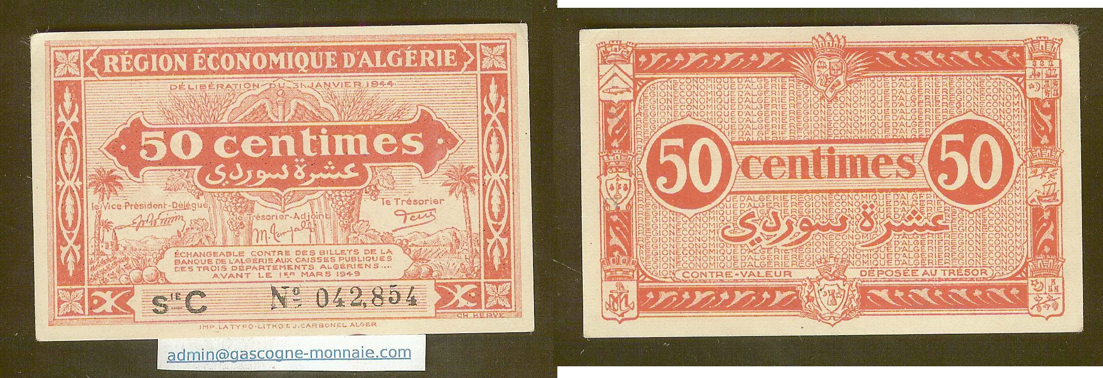 Algeria 50 centimes 31.1.1944 gEF
